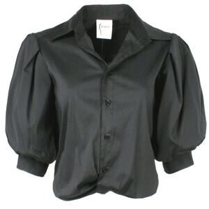 NWT Finley Bomba Silky Black Poplin Shirt with Front Twist Hem Size XL